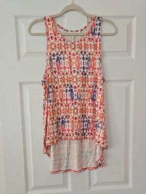 NWT Rose + Olive Sleeveless High-Low Printed Tunic Tank in Multi-Color
